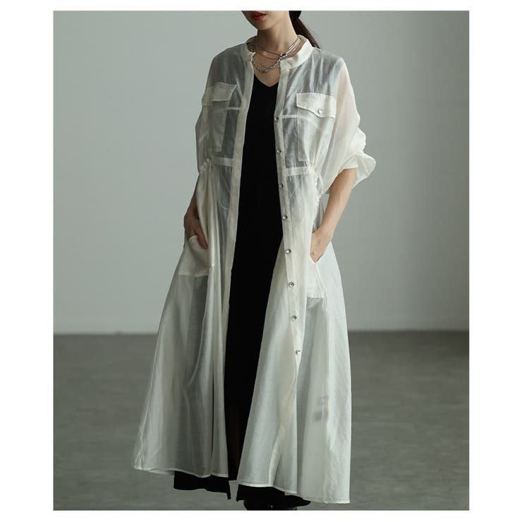 軽やかな風をはらむウエストドロストシアーロングシャツ レディース ファッション | Sawa a la mode | 詳細画像4 