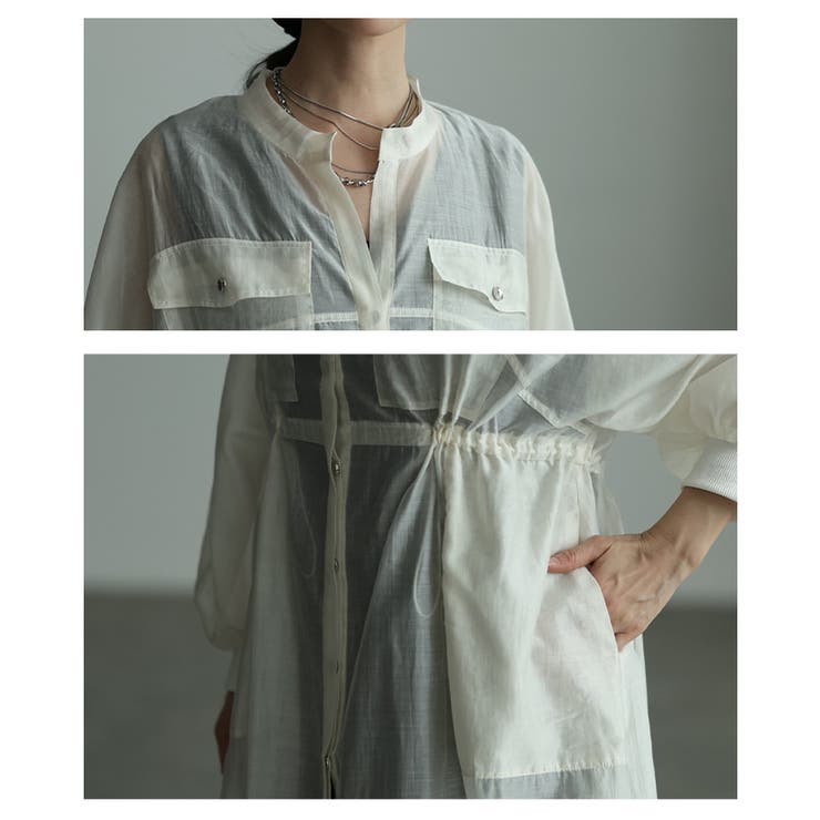 軽やかな風をはらむウエストドロストシアーロングシャツ レディース ファッション | Sawa a la mode | 詳細画像5 