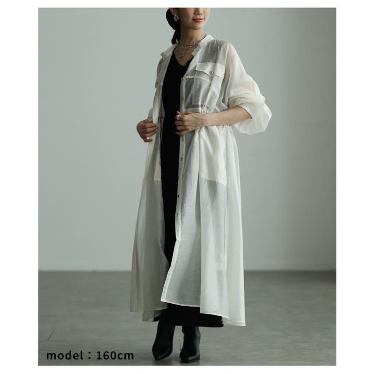 軽やかな風をはらむウエストドロストシアーロングシャツ レディース ファッション | Sawa a la mode | 詳細画像7 