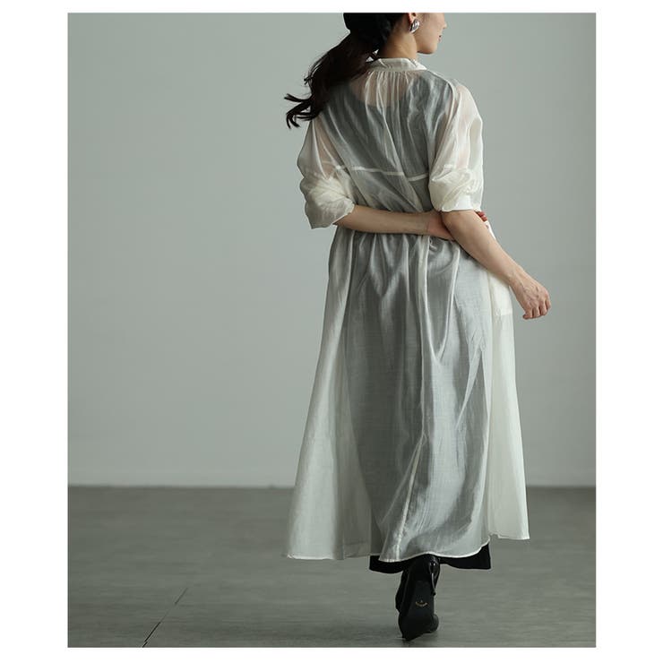 軽やかな風をはらむウエストドロストシアーロングシャツ レディース ファッション | Sawa a la mode | 詳細画像9 