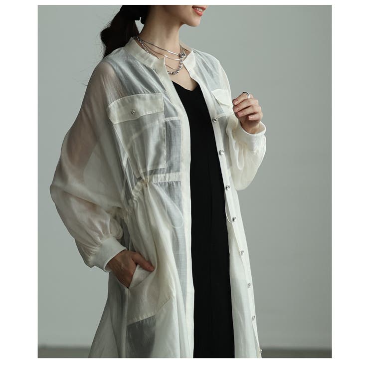 軽やかな風をはらむウエストドロストシアーロングシャツ レディース ファッション | Sawa a la mode | 詳細画像22 