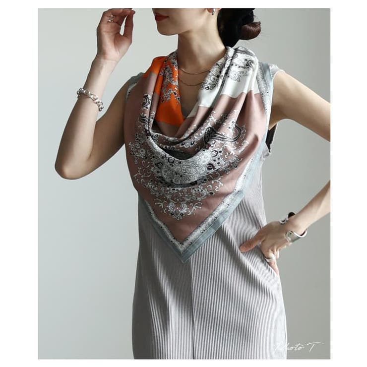 色の重なりで魅せるパネルペイズリープリントスカーフ レディース スカーフ | Sawa a la mode | 詳細画像2 