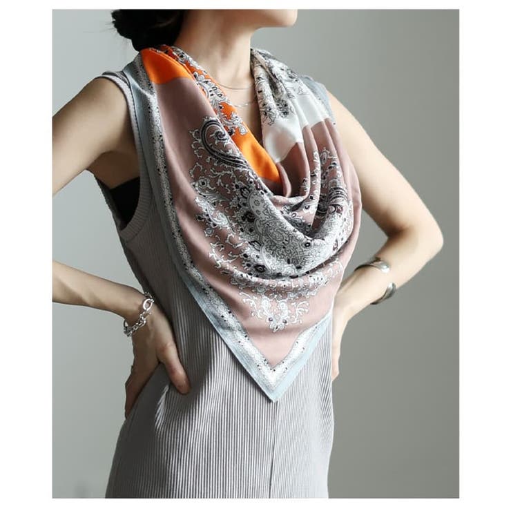 色の重なりで魅せるパネルペイズリープリントスカーフ レディース スカーフ | Sawa a la mode | 詳細画像8 