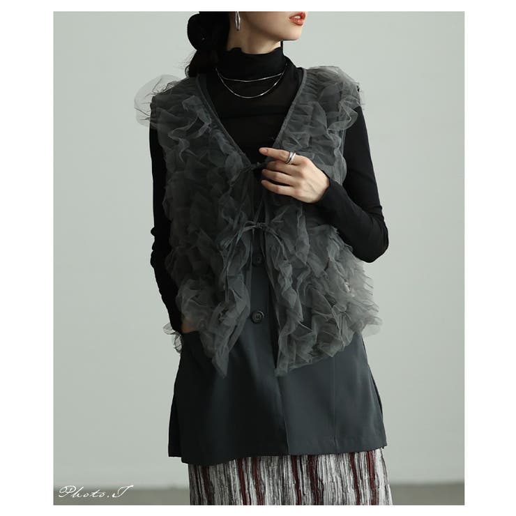 重ねて楽しむツイルジレ＆チュールジレアンサンブル レディース ファッション | Sawa a la mode | 詳細画像2 