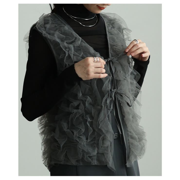 重ねて楽しむツイルジレ＆チュールジレアンサンブル レディース ファッション | Sawa a la mode | 詳細画像4 