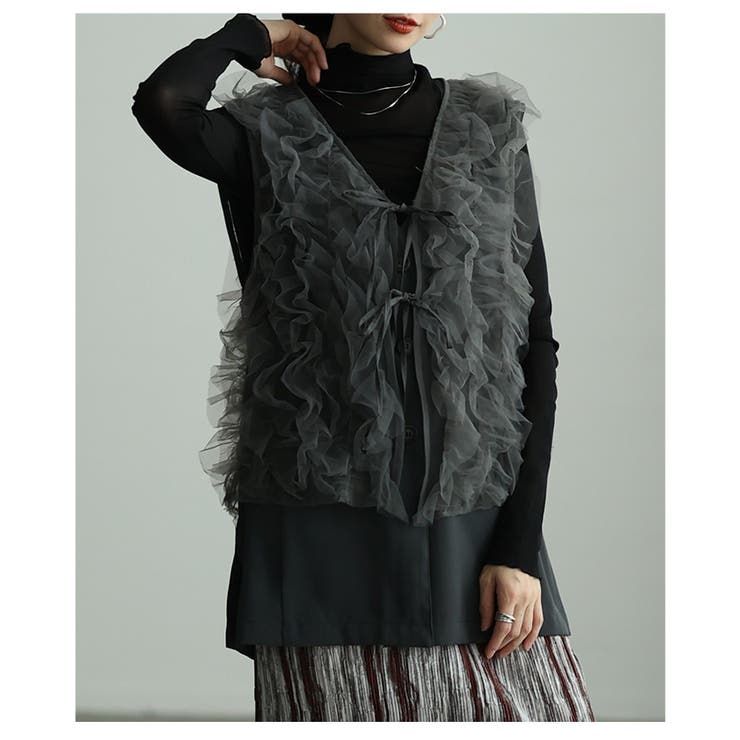 重ねて楽しむツイルジレ＆チュールジレアンサンブル レディース ファッション | Sawa a la mode | 詳細画像8 