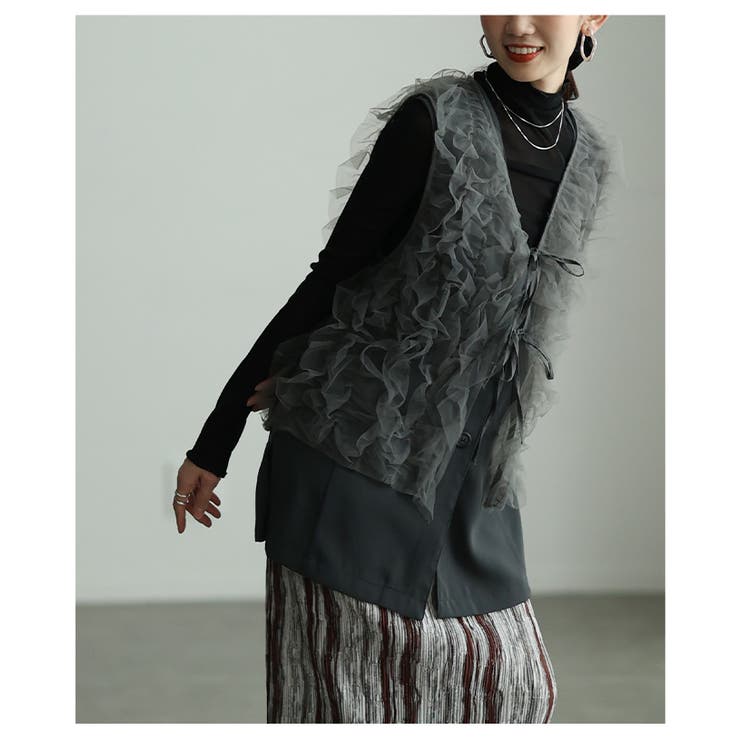 重ねて楽しむツイルジレ＆チュールジレアンサンブル レディース ファッション | Sawa a la mode | 詳細画像10 