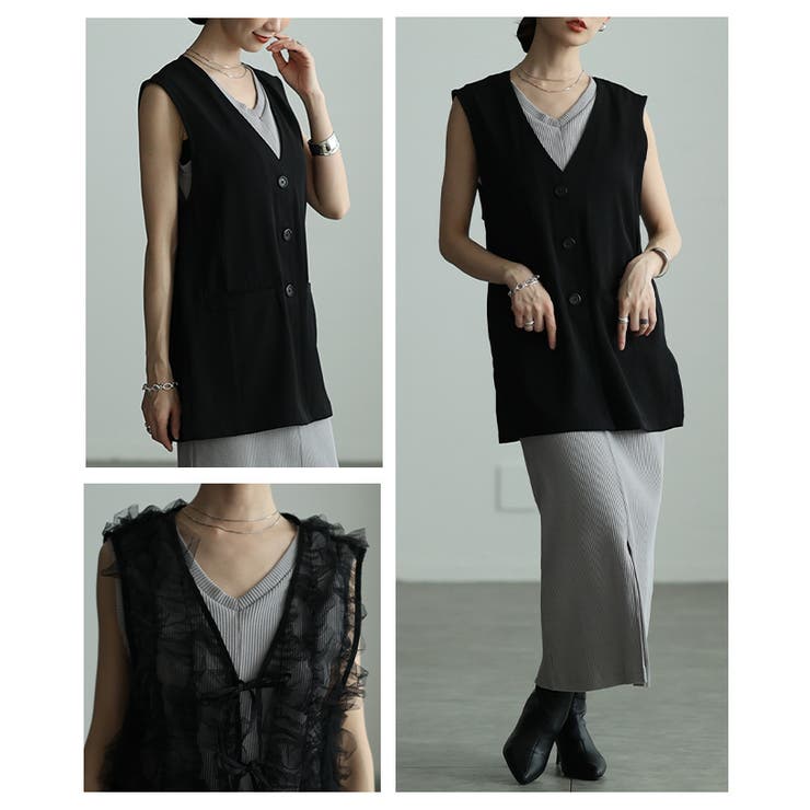 重ねて楽しむツイルジレ＆チュールジレアンサンブル レディース ファッション | Sawa a la mode | 詳細画像19 