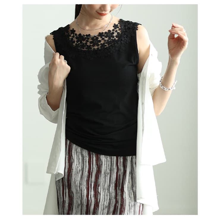 重ねるだけで華やぐ前後2WAYレースネックタンクトップ レディース トップス | Sawa a la mode | 詳細画像15 
