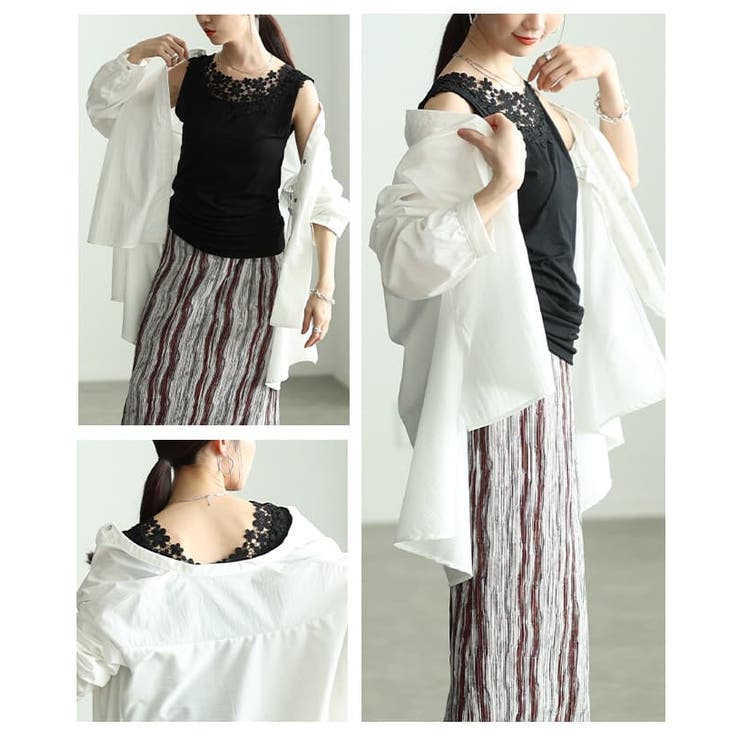 重ねるだけで華やぐ前後2WAYレースネックタンクトップ レディース トップス | Sawa a la mode | 詳細画像17 