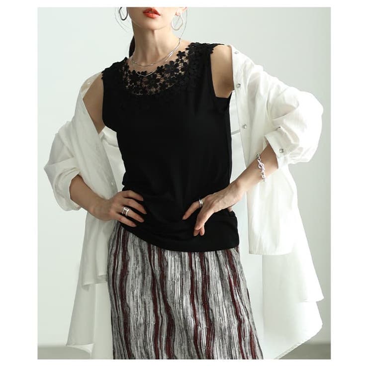 重ねるだけで華やぐ前後2WAYレースネックタンクトップ レディース トップス | Sawa a la mode | 詳細画像18 