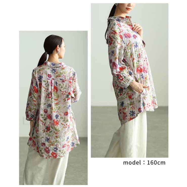 レトロに咲く大人のフラワーコットンチュニック レディース トップス | Sawa a la mode | 詳細画像10 