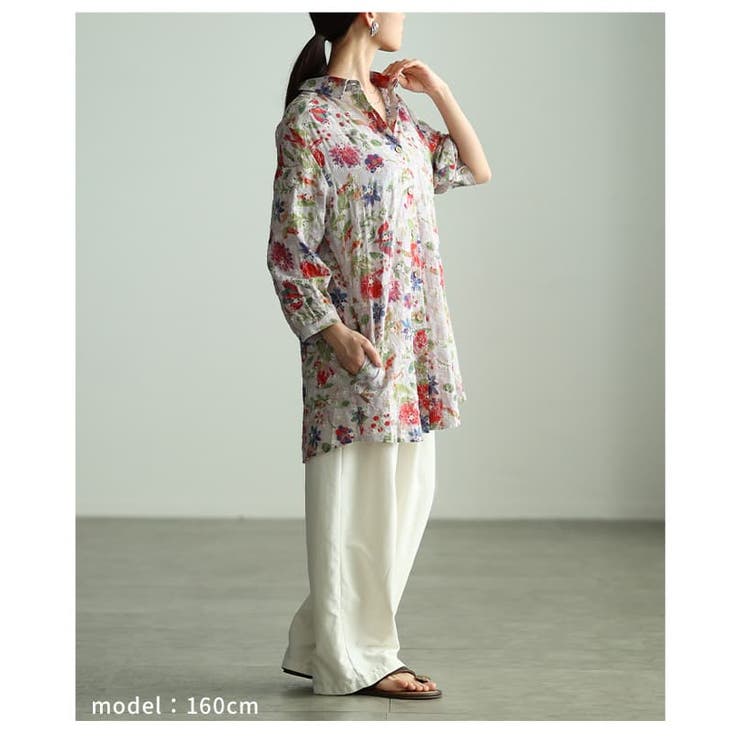 レトロに咲く大人のフラワーコットンチュニック レディース トップス | Sawa a la mode | 詳細画像13 