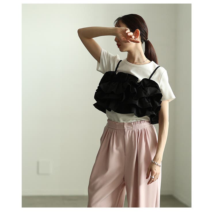 贅沢な立体感描くバックシャーリング撥水フリルビスチェ レディース ファッション | Sawa a la mode | 詳細画像16 