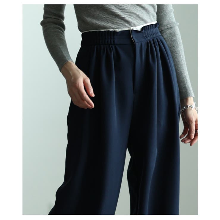 自然な奥行き生まれるメニータックハイウエストワイドパンツ レディース ファッショ… | Sawa a la mode | 詳細画像14 