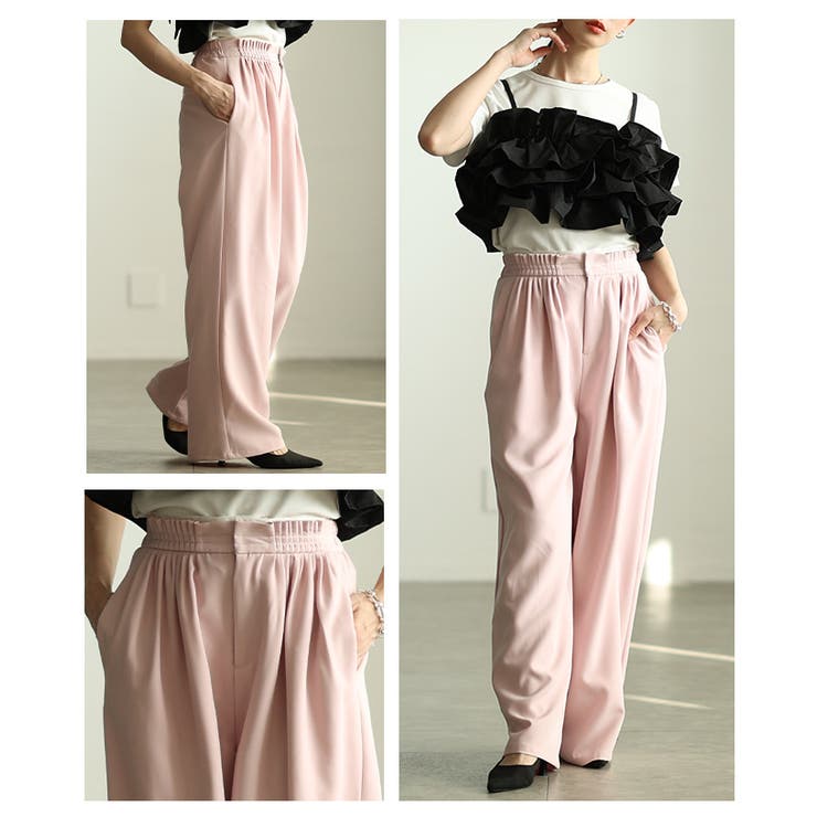 自然な奥行き生まれるメニータックハイウエストワイドパンツ レディース ファッショ… | Sawa a la mode | 詳細画像18 