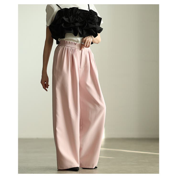 自然な奥行き生まれるメニータックハイウエストワイドパンツ レディース ファッショ… | Sawa a la mode | 詳細画像19 