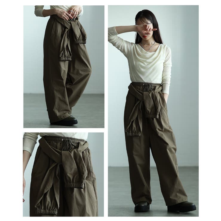 着こなし変えるウエスト巻き2wayワイドジョガーパンツ レディース ファッション | Sawa a la mode | 詳細画像18 