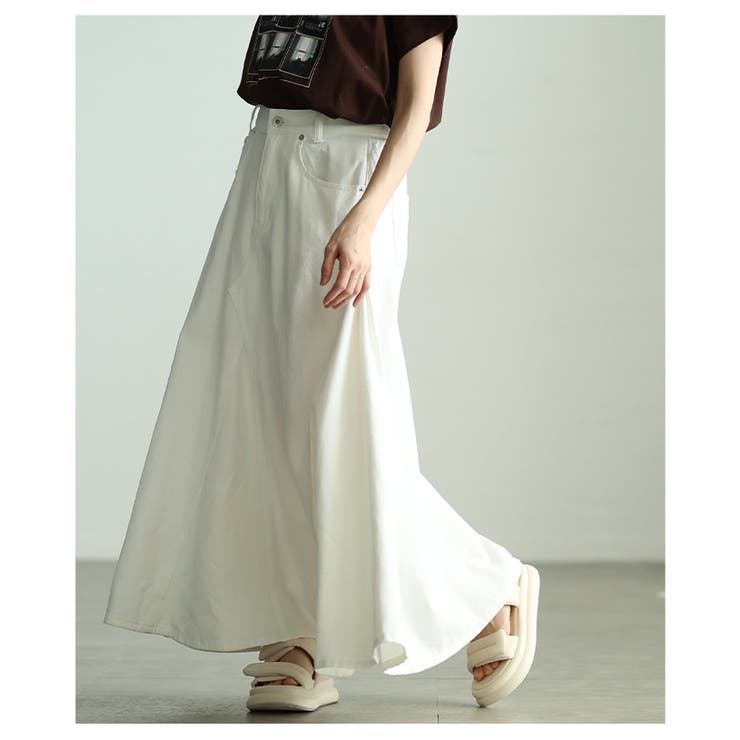 華やかに揺れるコットンデニムフレアゴアスカート レディース ファッション | Sawa a la mode | 詳細画像4 