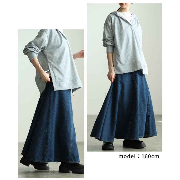華やかに揺れるコットンデニムフレアゴアスカート レディース ファッション | Sawa a la mode | 詳細画像13 