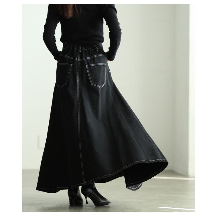 華やかに揺れるコットンデニムフレアゴアスカート レディース ファッション | Sawa a la mode | 詳細画像21 