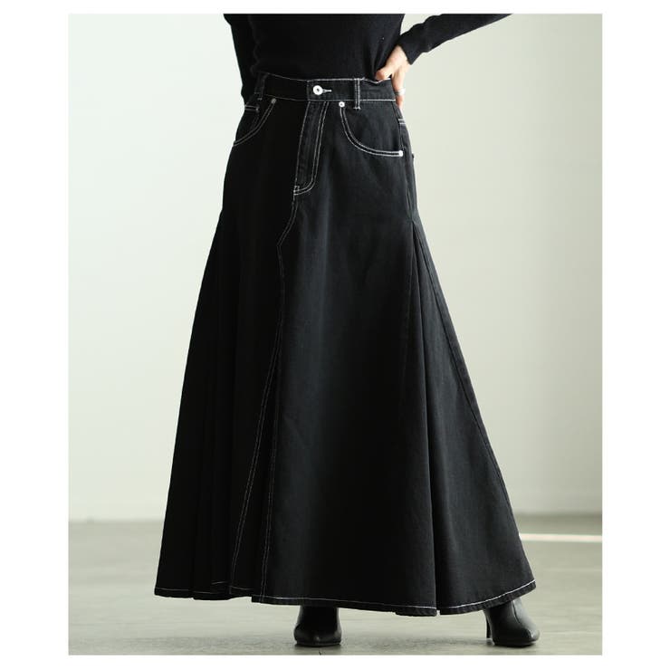 華やかに揺れるコットンデニムフレアゴアスカート レディース ファッション | Sawa a la mode | 詳細画像22 