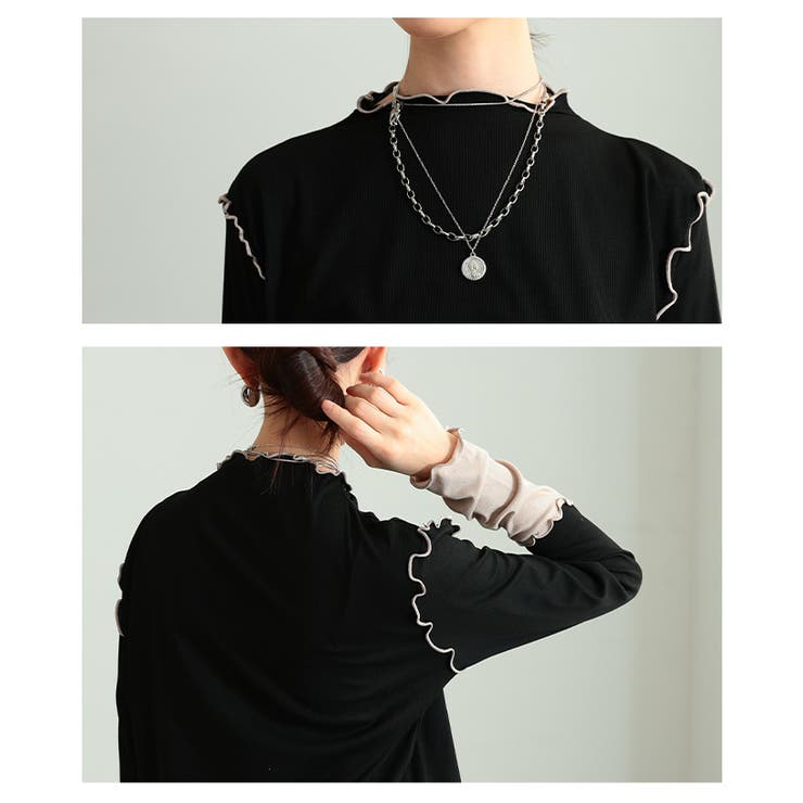 女性らしさ宿る配色スリーブメロウパイピングカットソー レディース ファッション | Sawa a la mode | 詳細画像5 