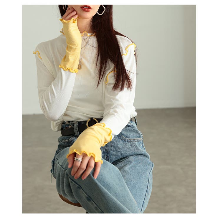 女性らしさ宿る配色スリーブメロウパイピングカットソー レディース ファッション | Sawa a la mode | 詳細画像10 