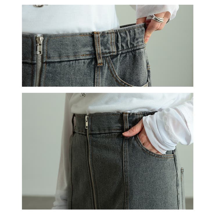 ヴィンテージ感漂うウォッシュ加工ラップデニムナロースカート レディース ファッシ… | Sawa a la mode | 詳細画像5 