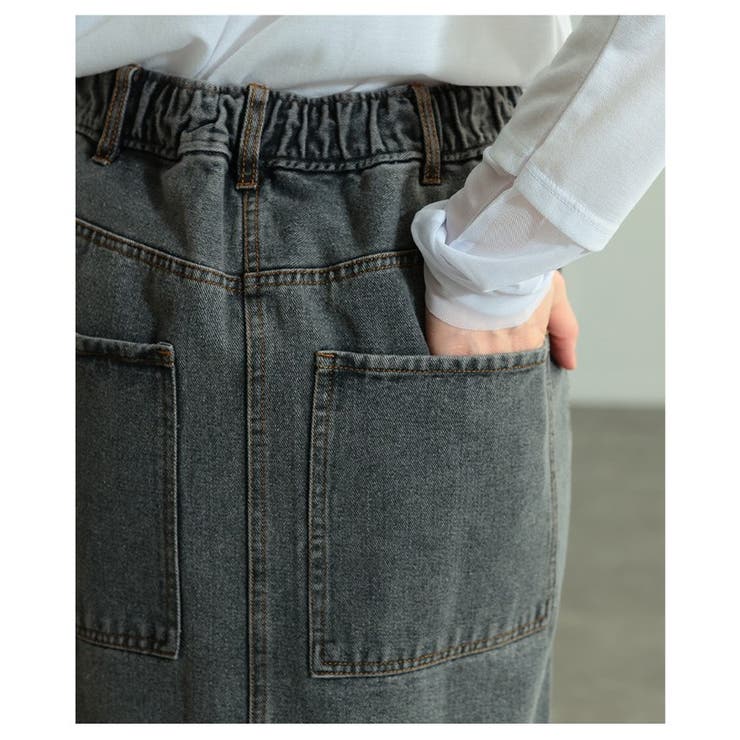 ヴィンテージ感漂うウォッシュ加工ラップデニムナロースカート レディース ファッシ… | Sawa a la mode | 詳細画像10 