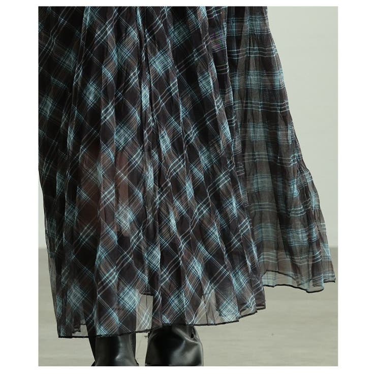 足下を軽やかにするチェック柄シフォンフレアスカート レディース ファッション | Sawa a la mode | 詳細画像19 