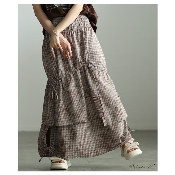 遊び心漂うチェック柄アシンメトリードロストスカート レディース ファッション | Sawa a la mode | 詳細画像2 