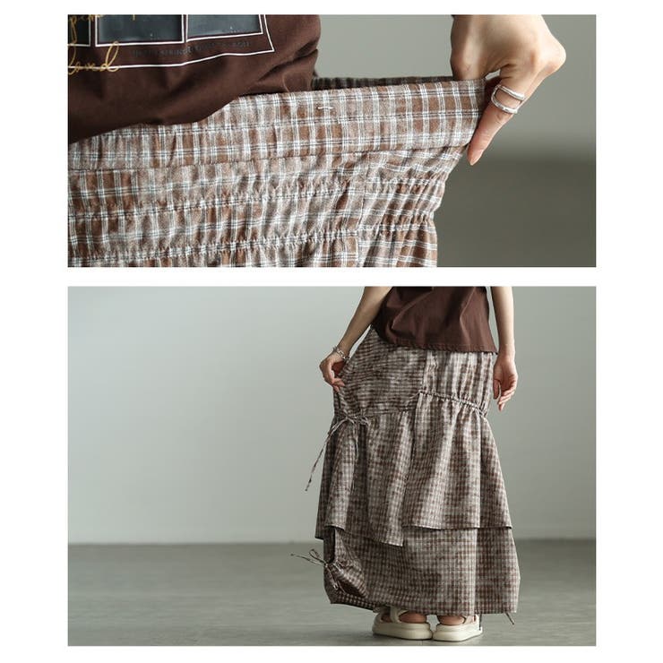 遊び心漂うチェック柄アシンメトリードロストスカート レディース ファッション | Sawa a la mode | 詳細画像5 