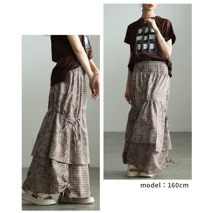 遊び心漂うチェック柄アシンメトリードロストスカート レディース ファッション | Sawa a la mode | 詳細画像10 