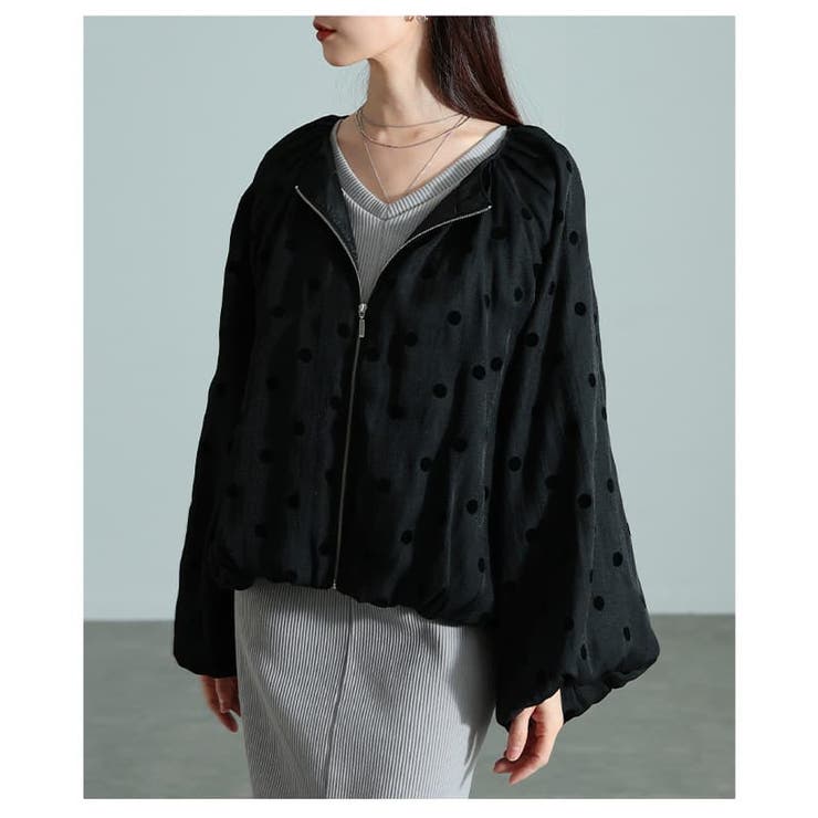 甘すぎない大人のフロッキードットブルゾン レディース アウター | Sawa a la mode | 詳細画像15 