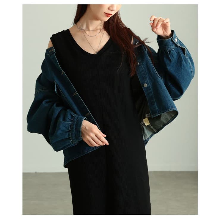 甘さをまとうノーカラーギャザーデニムジャケット レディース アウター | Sawa a la mode | 詳細画像9 