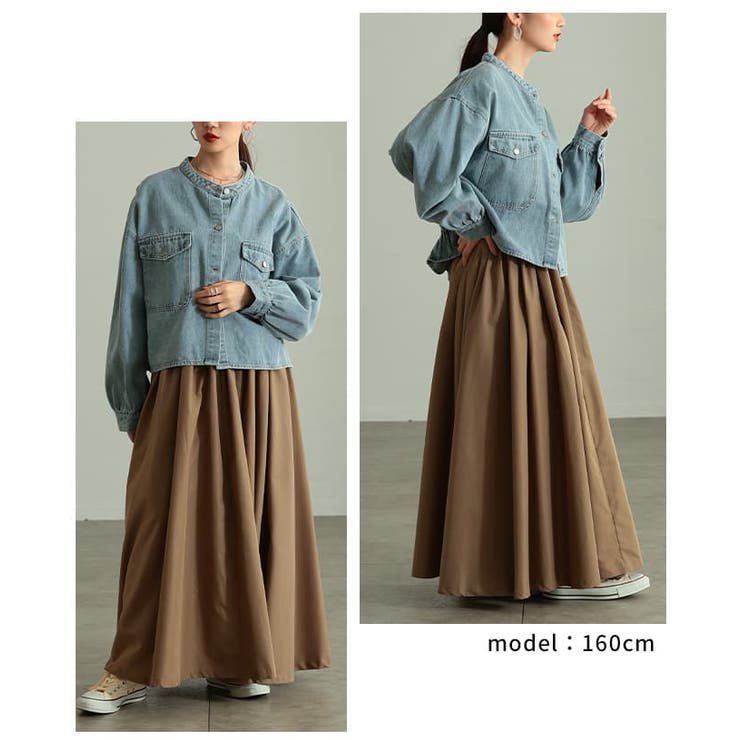 甘さをまとうノーカラーギャザーデニムジャケット レディース アウター | Sawa a la mode | 詳細画像10 