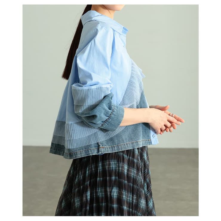 重ねて魅せるチュールレイヤードデニムドッキングシャツ レディース トップス | Sawa a la mode | 詳細画像4 