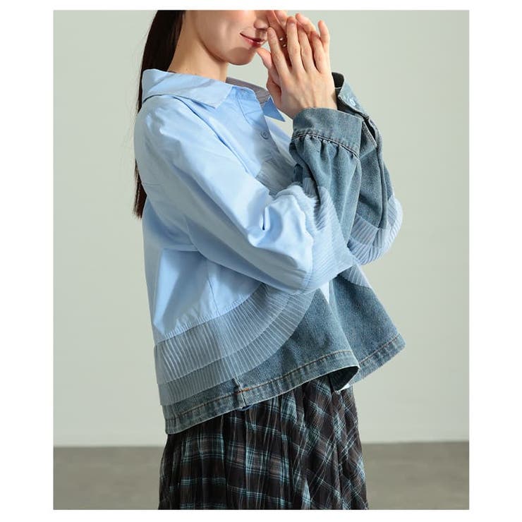 重ねて魅せるチュールレイヤードデニムドッキングシャツ レディース トップス | Sawa a la mode | 詳細画像9 