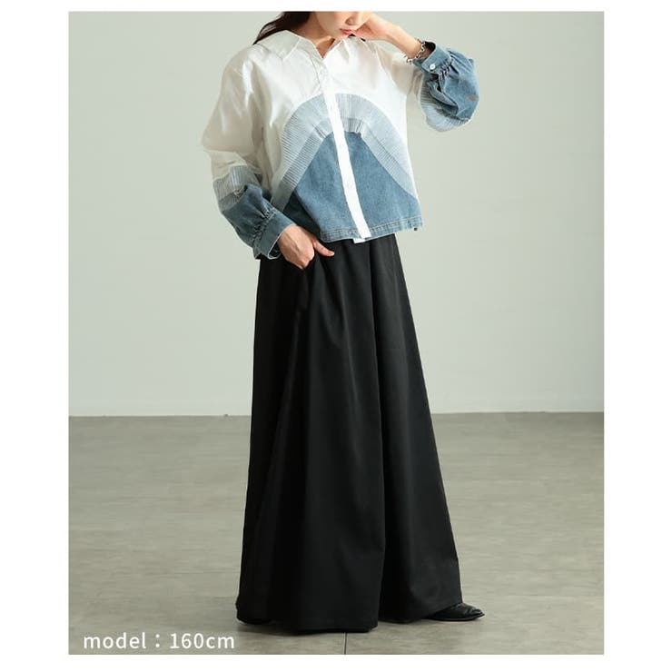 重ねて魅せるチュールレイヤードデニムドッキングシャツ レディース トップス | Sawa a la mode | 詳細画像13 
