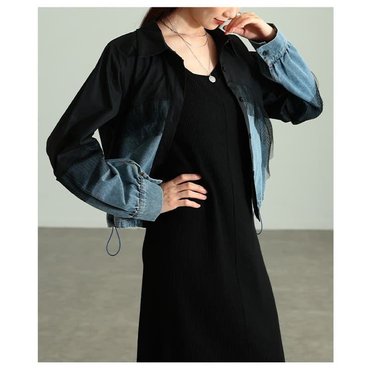 重ねて魅せるチュールレイヤードデニムドッキングシャツ レディース トップス | Sawa a la mode | 詳細画像15 