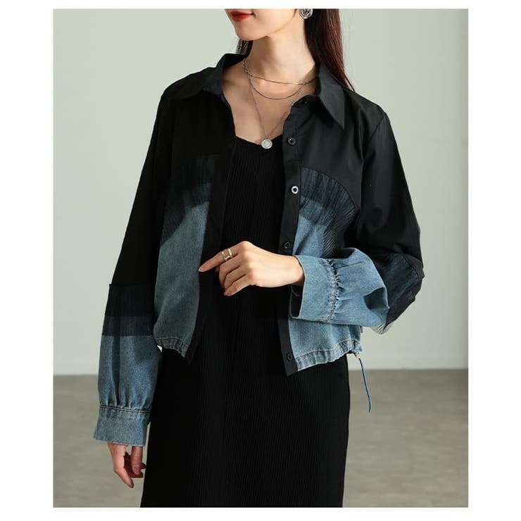 重ねて魅せるチュールレイヤードデニムドッキングシャツ レディース トップス | Sawa a la mode | 詳細画像16 
