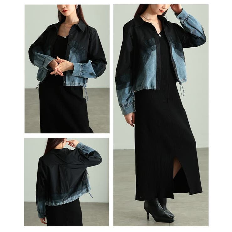 重ねて魅せるチュールレイヤードデニムドッキングシャツ レディース トップス | Sawa a la mode | 詳細画像17 
