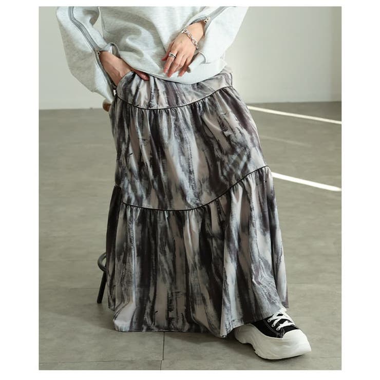 大人の余裕をまとうニュアンス柄ティアードスカート レディース スカート | Sawa a la mode | 詳細画像16 