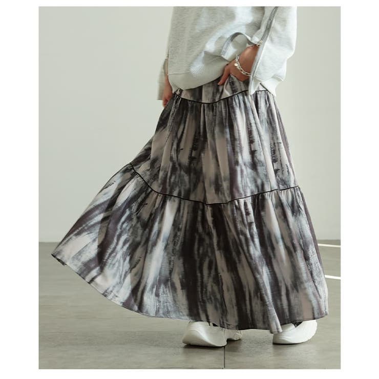 大人の余裕をまとうニュアンス柄ティアードスカート レディース スカート | Sawa a la mode | 詳細画像18 