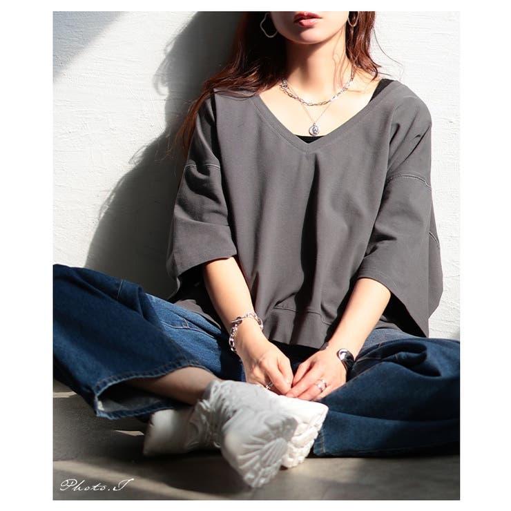 トレンド感を重ねるオーバーシルエットVネックプルオーバー レディース ファッショ… | Sawa a la mode | 詳細画像2 