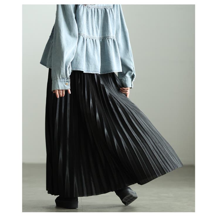 華やかに煌めくメタリックプリーツフレアロングスカート レディース ファッション | Sawa a la mode | 詳細画像16 