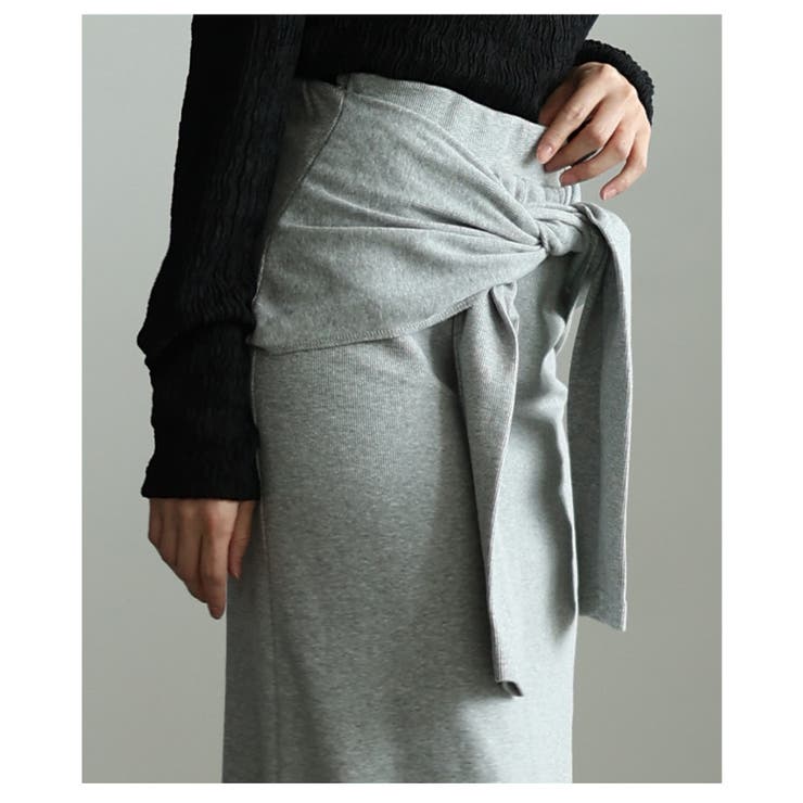 お洒落好き必見！一体スリーブ腰巻風カットリブナロースカート レディース ファッシ… | Sawa a la mode | 詳細画像8 