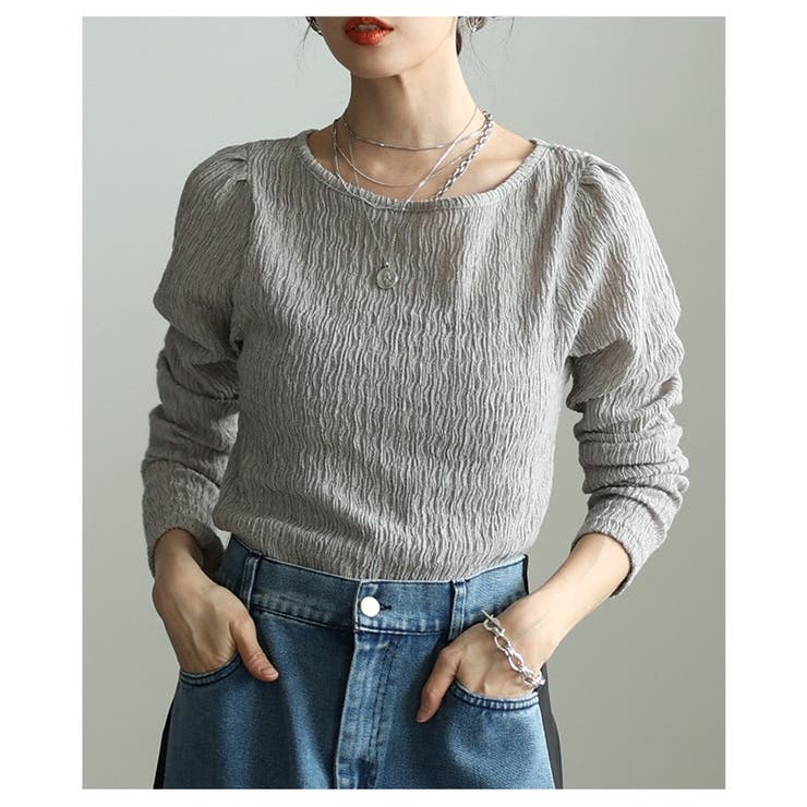 綺麗見えに彩る立体シャーリングショルダータックカットソー レディース ファッショ… | Sawa a la mode | 詳細画像4 