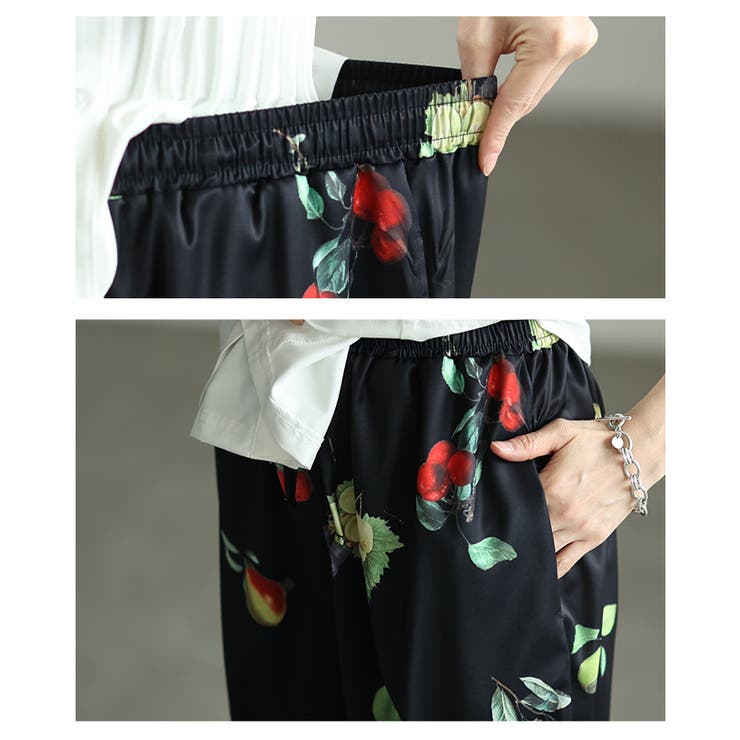 足下華やぐトピカルフルーツ柄イージーワイドパンツ レディース ファッション | Sawa a la mode | 詳細画像5 